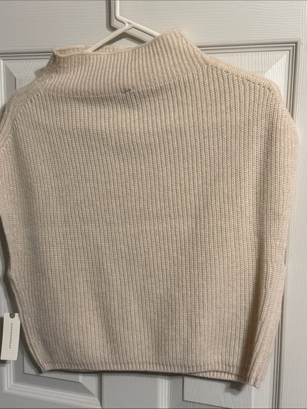Anthropologie Cream Ribbed Mock Neck Sweater Vest - Picture 5 of 11